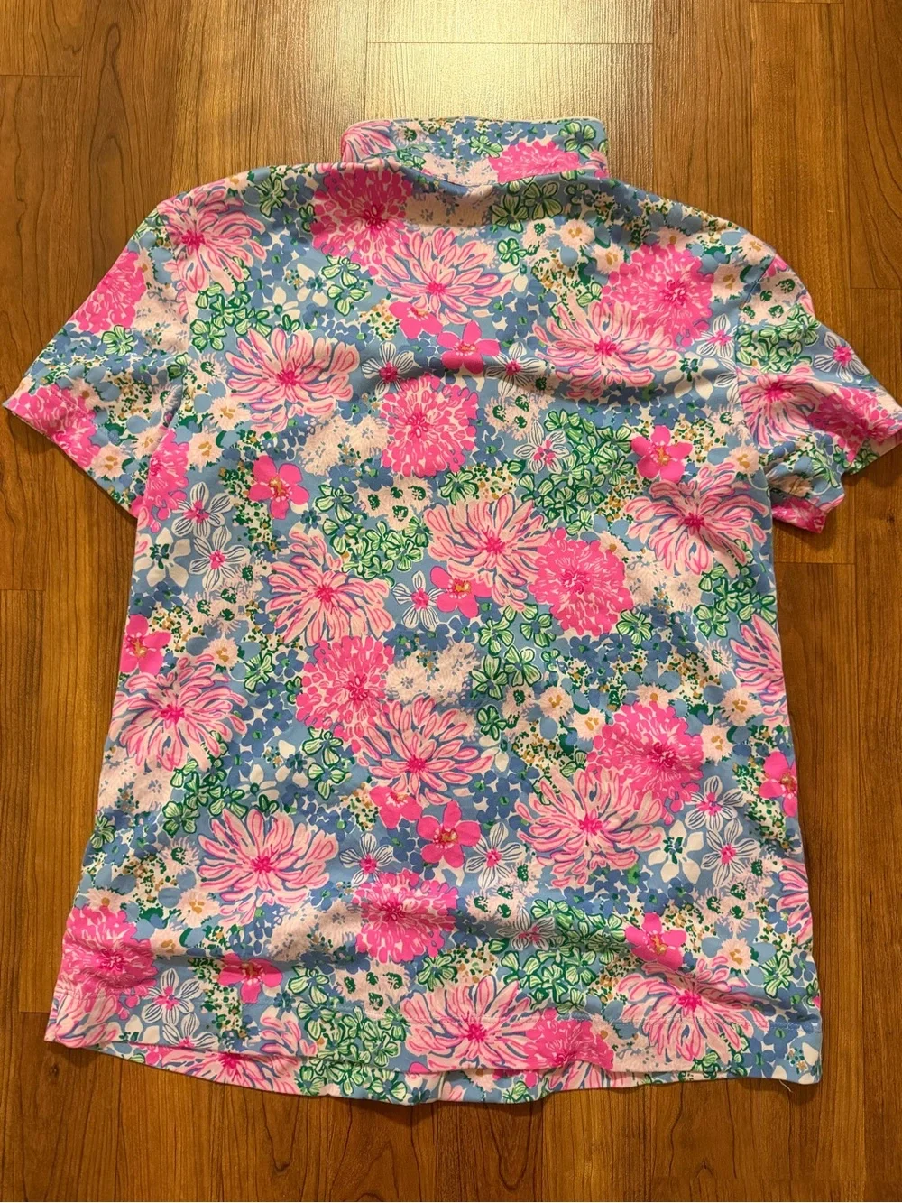 This Lilly Pulitzer pajama knit button-up top a vibrant 